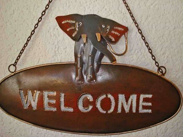 Willkommen-Schild Aus Zink – Kleeblatt-Dekoanhänger Für Garten & Haus (D18 Cm)