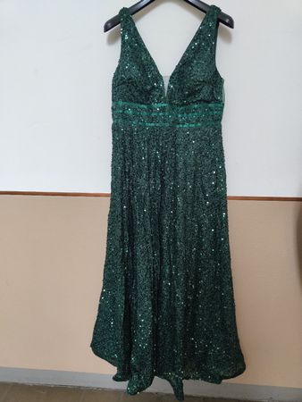 Abito cerimonia verde scuro, paillettes, taglia 2XL / nuovo!