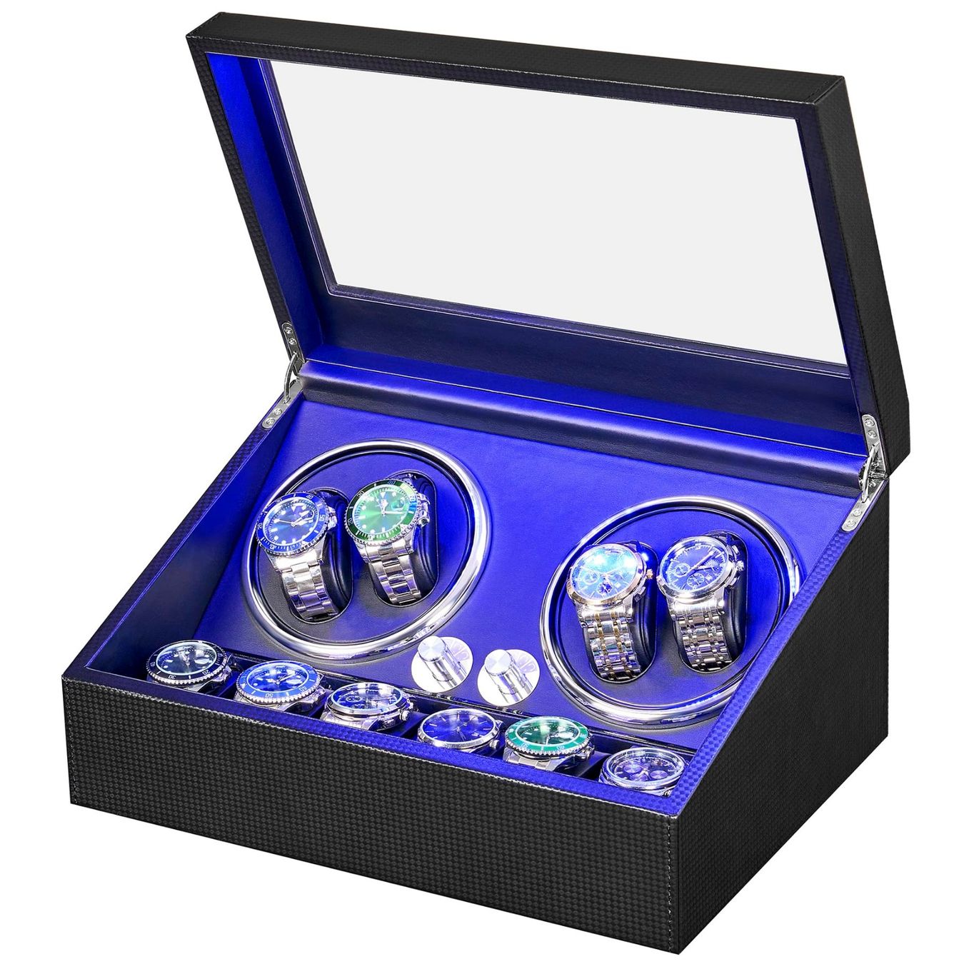 Cofanetto carica e porta orologi: Uhrenbeweger Uhrendreher Uhrenbox 4+6 Fächer 4 Programme – Nuovo e nell'imballaggio originale da Herisau venduto da Zevora