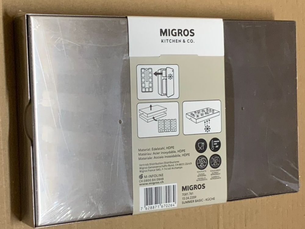 Migros Servierplatten: Migros Kühlplatte Summer Basic Edelstahl neu – Neu und originalverpackt aus Wallisellen von AS.TZ. 1
