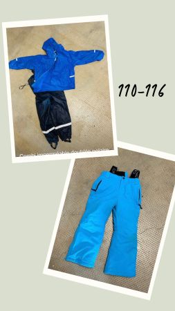 Pantalon de ski bleu 116 bon état  + Combi pluie doublé