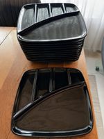 12 schwarze Menüteller / Fondueteller mit Unterteilungen 24