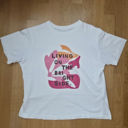 Weisses Grafik T-Shirt „Living on the bright side“