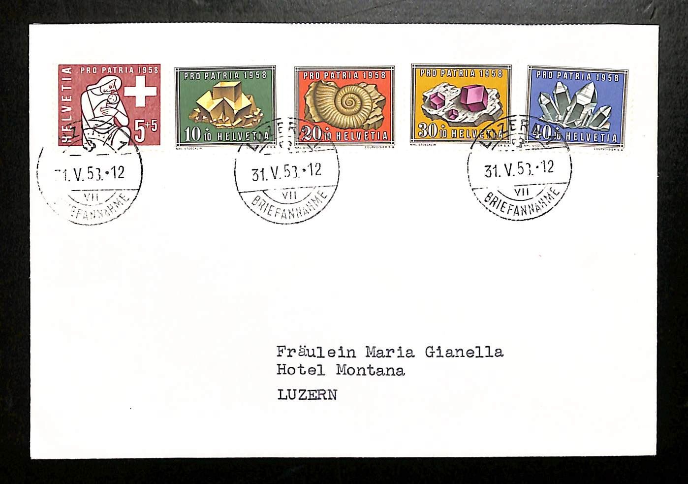 Alle Briefmarken: 1958 FDC Pro Patria Ersttagsbrief - LUZERN – Gebraucht aus Zürich von Nobs1