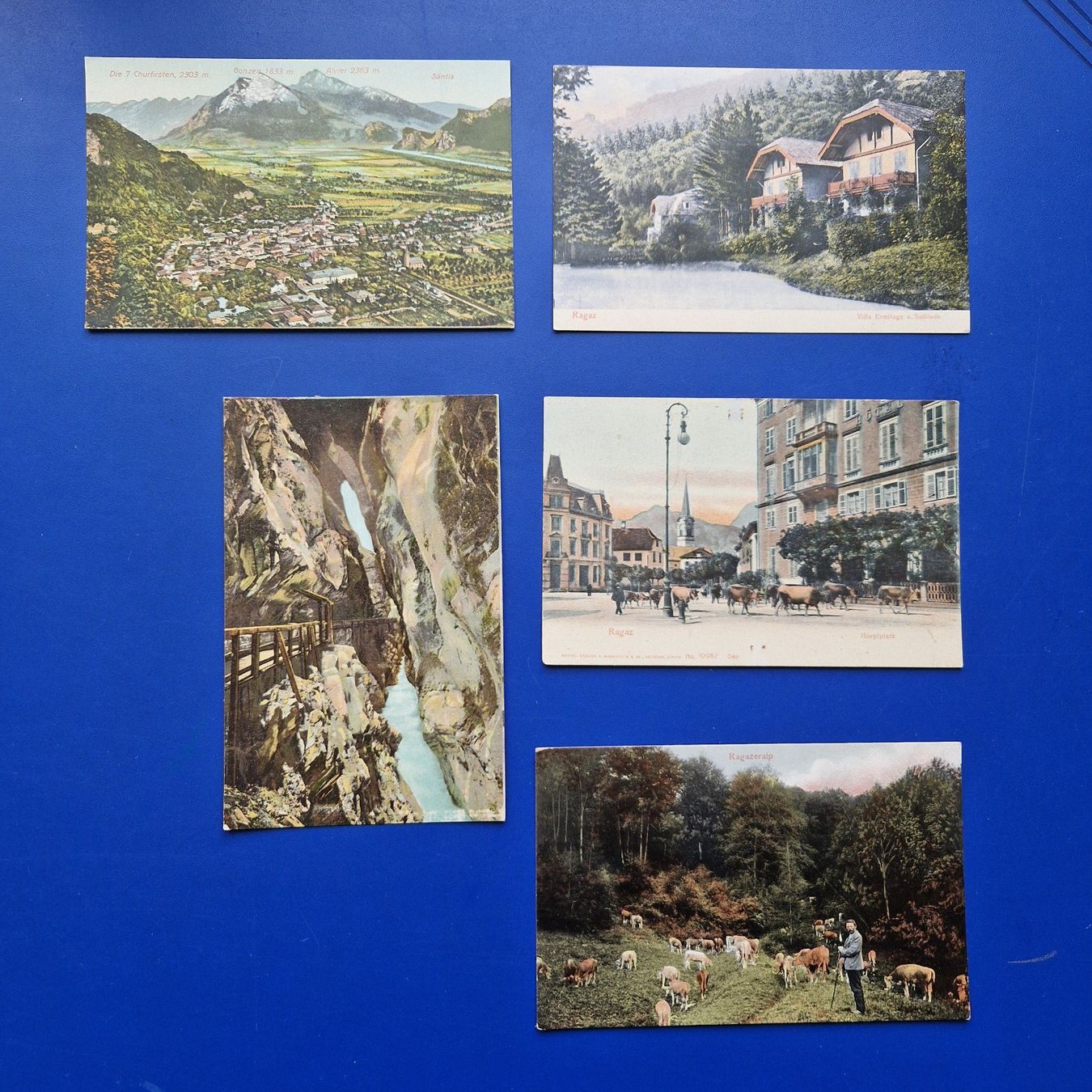 Ansichtskarten: 5 alte Ansichtskarten von Bad Ragaz – Gebraucht aus Flums von Guscha1