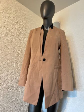 Korea Blazer Frauen Jacke Braun 85cm Lang Gr L
