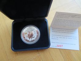2001 Kookaburra, PRIVI "Star" 1Oz Silber mit Box+Zertifikat