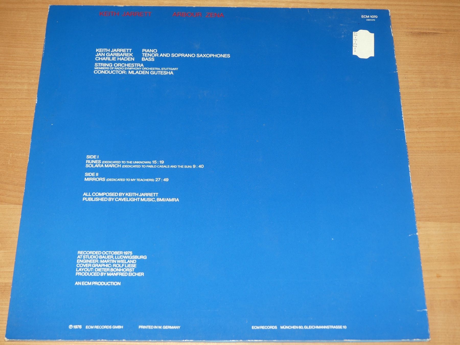 Schallplatten: KEITH JARRETT: ARBOUR ZENA - ECM 1070 – Neu (gemäss Beschreibung) aus Fahrwangen von Swirl2 1