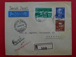 1932, Zürich Hauptbahnhof mit Stempel: "FLUG ausgefallen"