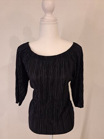 Elegantes Plissee-Top, schwarz,  Grösse L