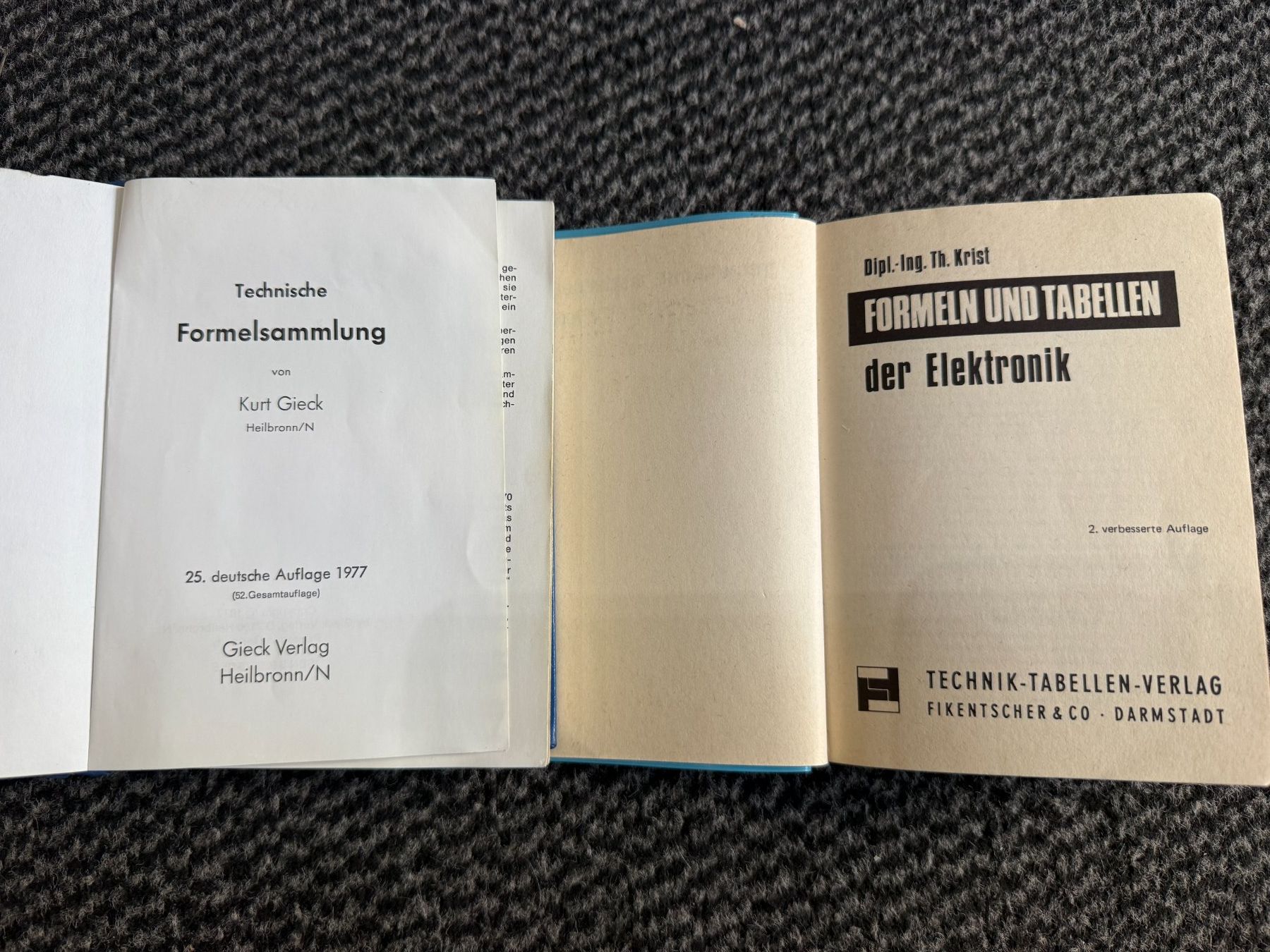 Bücher: Formeln, Tabellen "Krist", Techn. Formelsammlung "Gieck" – Gebraucht aus Unterengstringen von Tnovus 1