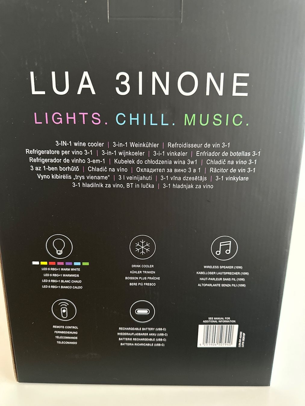 Casse acustiche: LUA 3 in One Weinkühler Licht & Kabelloser Lautsprecher – Nuovo e nell'imballaggio originale da Basel venduto da fasnachtsoutlet1965 1