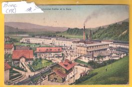 uralt Bahnhof BROC belebt+Schoggifabrik CAILLER/ungelaufen