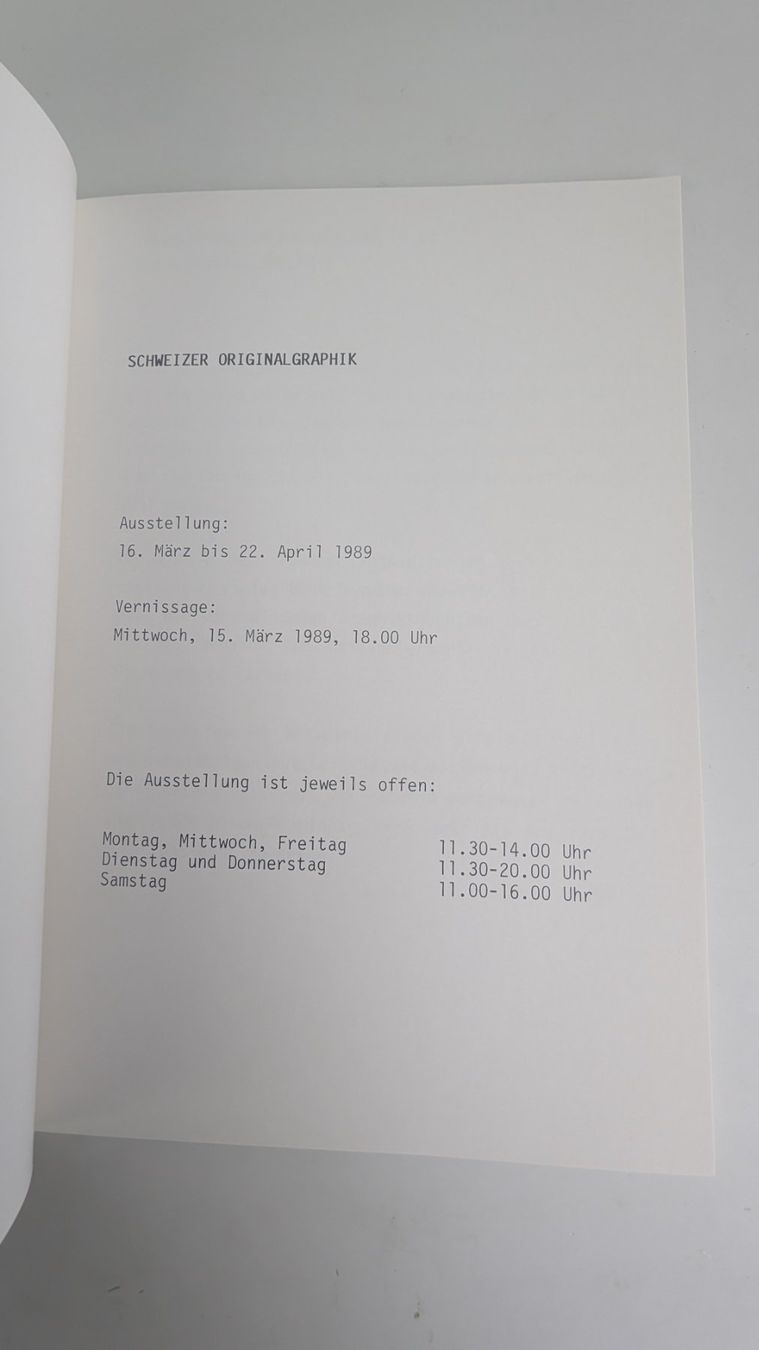 Libri: Schweizer Originalgraphik, SBG Galerie Pavilion Weid. – Usato da Zürich venduto da axolottchen 8