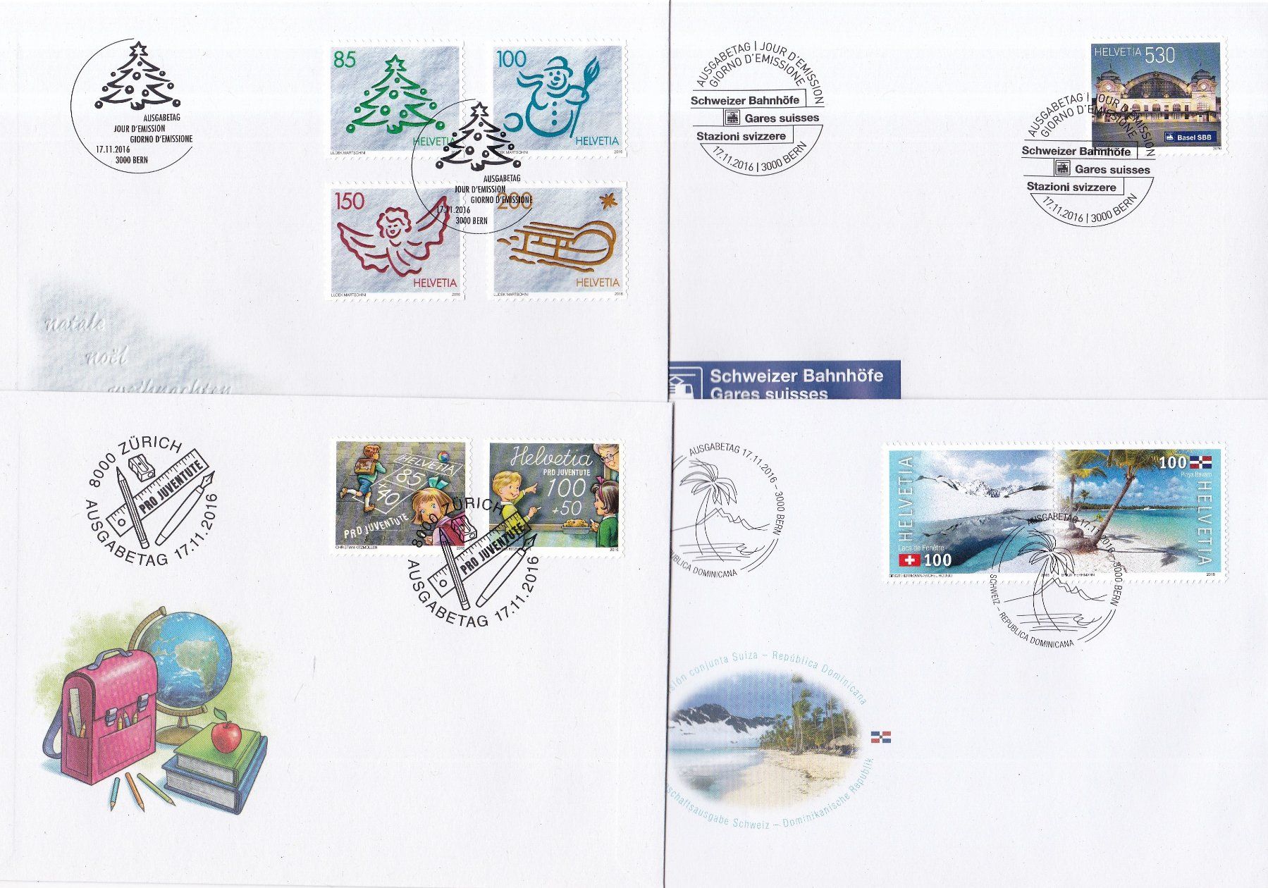 Tutti i francobolli: 37 Stk. CH FDCs 2016 & 2017 – Usato da Münchwilen AG venduto da Nesar 5
