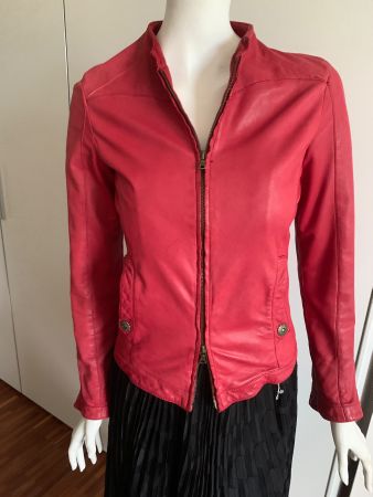 SANTACROCE: Exklusiv + sexy, rote Lederjacke, gefüttert, 36