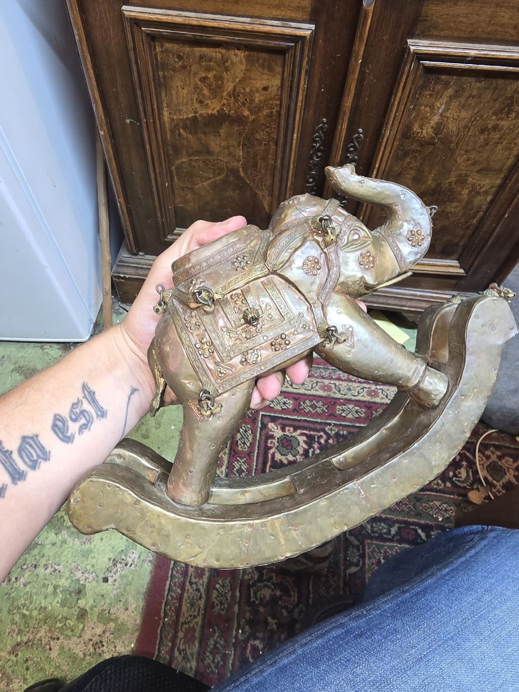 Statuette: Indischer Schaukelelefant Messing / Kupfer (D) – Usato da Rorschach venduto da TimelessTrading 2