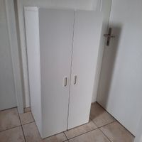 Kleiderschrank 130x51x60 weiss mit Kleiderstange und Korb