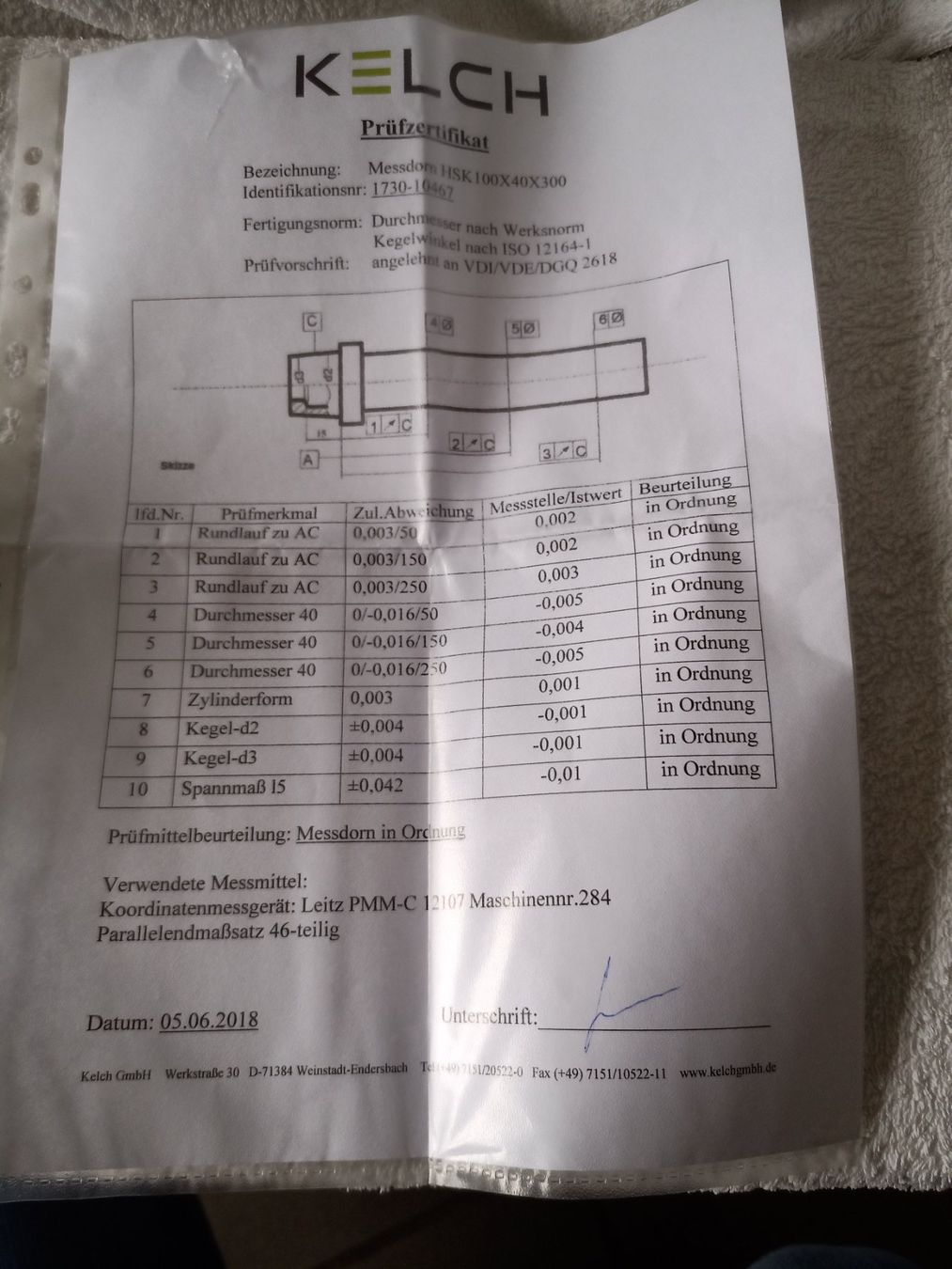 Tutti gli attrezzi: Messdorn / Prüfdorn HSK 100 x 40 x 300 – Usato da Oberegg venduto da 19franzi94 4