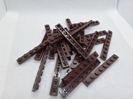 Lego 25 Stk. Plate 1x8 (dark brown)
