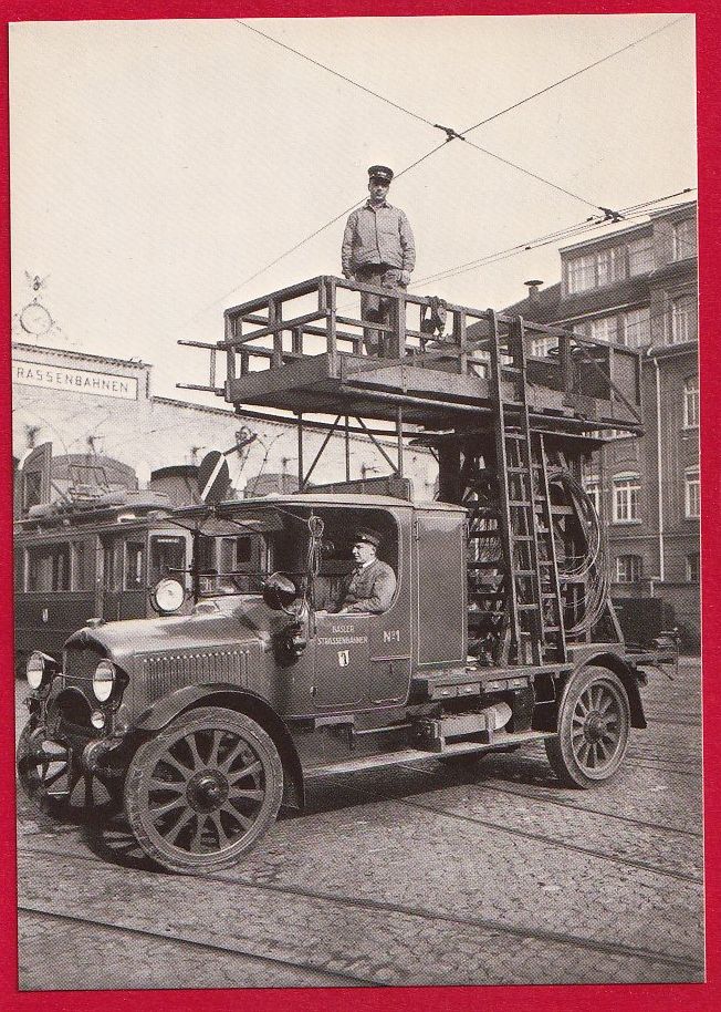 Cartoline postali: BASEL, TRAM, TURMWAGEN NR. 1 SAURER,  REPRO, SEMIMODERNE AK – Usato da Grüningen venduto da Kartenlaube