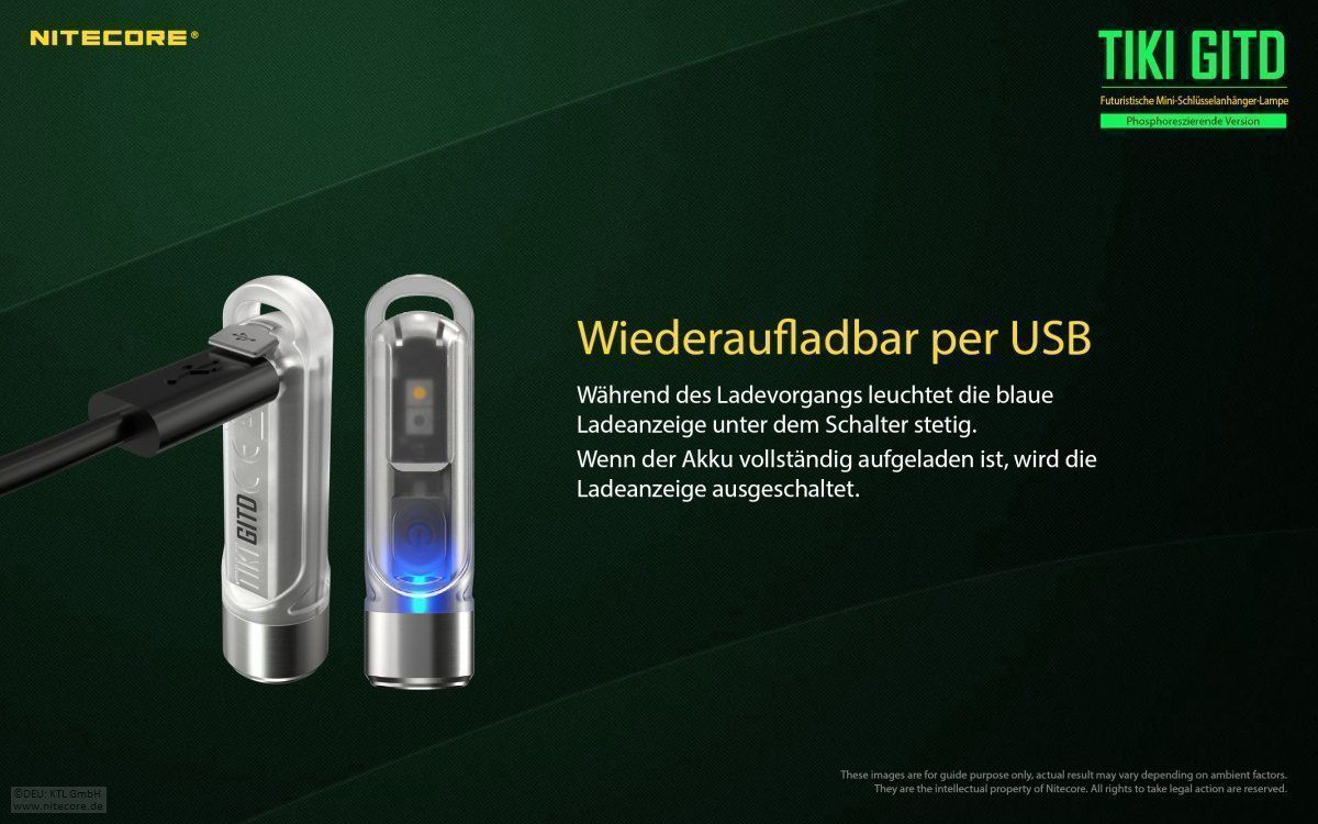 NiteCore Lampade: Nitecore TIKI GITD - Glow in the dark – Nuovo e nell'imballaggio originale da Grüningen venduto da Prolumin 7