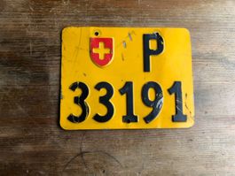 Nummernschild PTT Post Mofa ausrangiert P 33191