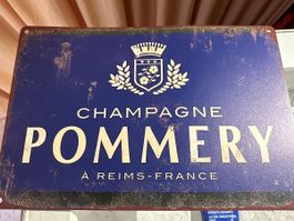 Vintage Dekoschild Champagner Pommery Reims Frankreich Blech