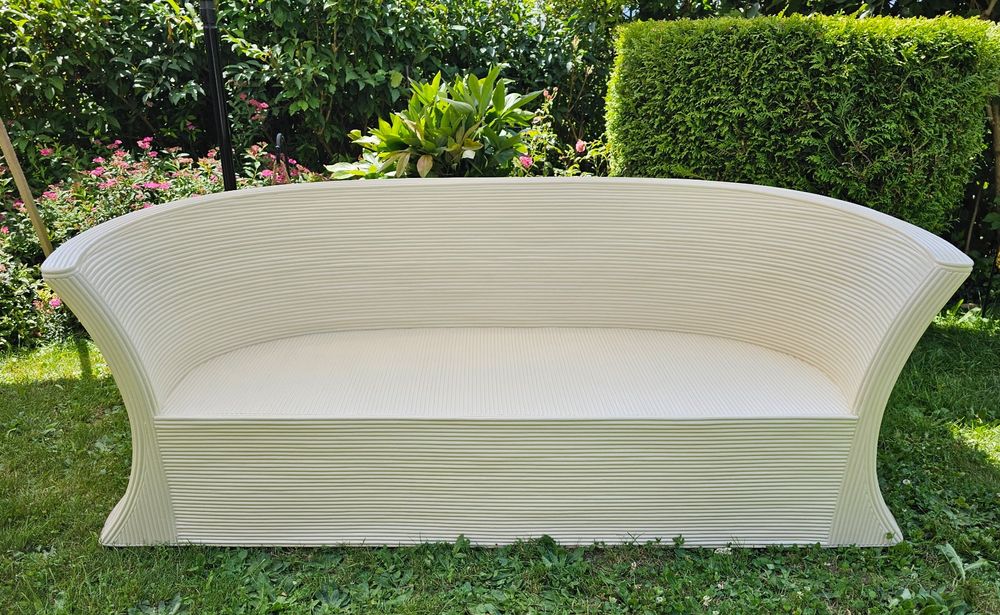 Rattan Sofa Garten Lounge weiss Unikat Vintage Boho chic Kaufen