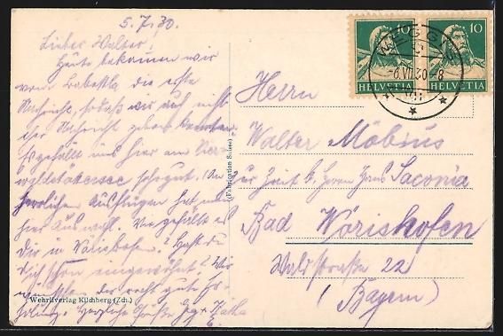 Cartoline postali: Weggis-Unterdorf, Uferpartie mit Hotel R – Usato da Berlin venduto da bartko-reher 1