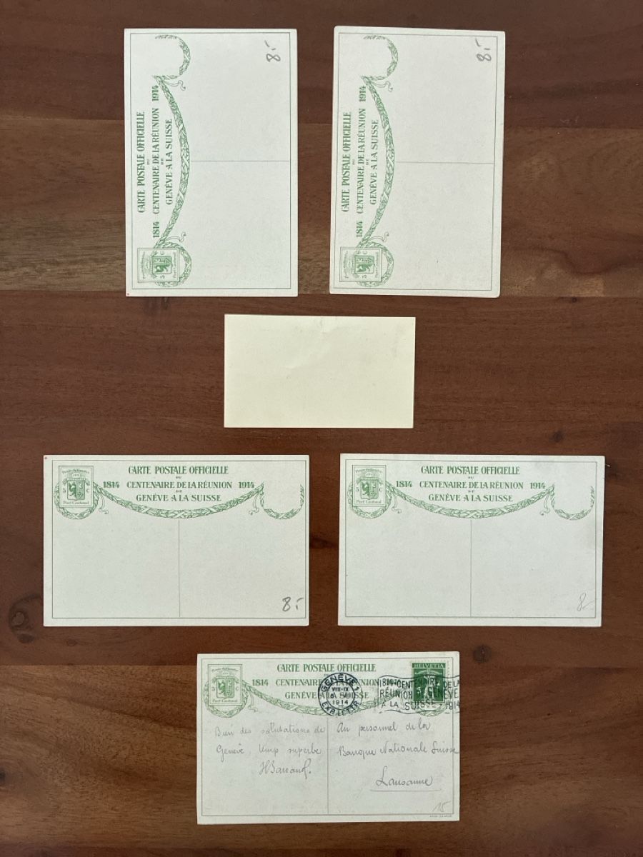 Cartoline postali: 10 Ansichtskarten Schweiz von Genf Contenaire 1914  – Usato da Oftringen venduto da Cla.vD.74 1