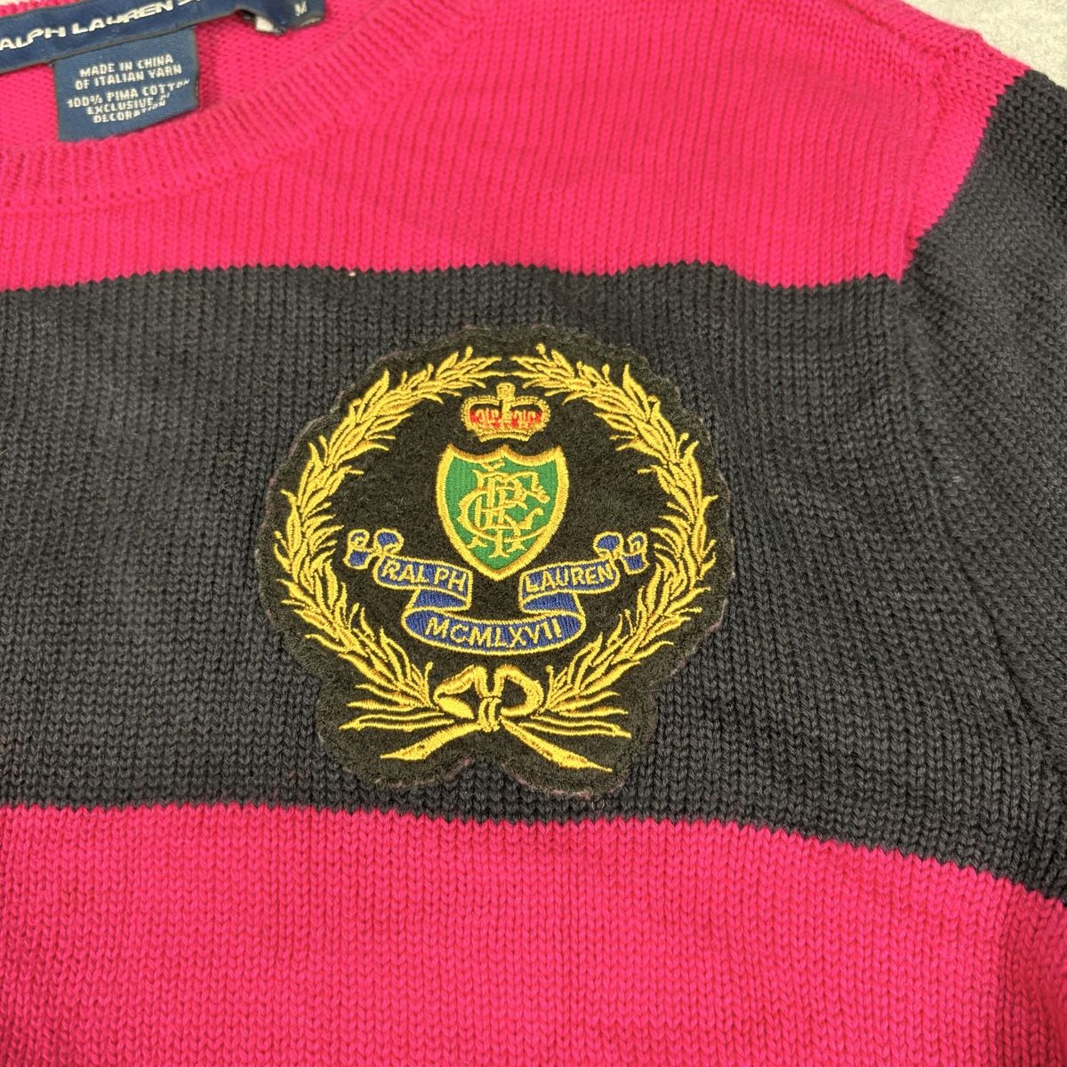Ralph Lauren Maglioni & Felpe: Pull Ralph Lauren Sport rayé rose et noir - Taille M – Nuovo (secondo la descrizione) da Neuchâtel venduto da aliceguins 2