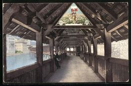 Luzern, Inneres der Kapellbrücke mit Ma