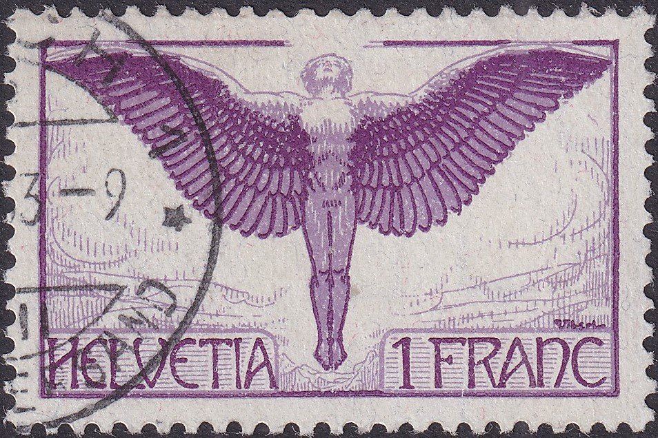 Tutti i francobolli: 1924, F10 (Ikarus) mit sauberem Eckststempel, Kat: 85.- – Usato da Sursee venduto da Luzernerraute