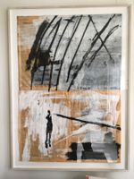 W.Gies, abstrakte Malerei, 1980, Bilderrahmen mit Plexiglas