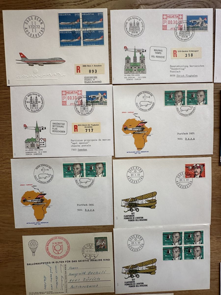 Alle Briefmarken: Schweiz - 30x Flugpost schönes Lot – Gebraucht aus Schmitten / FR von Samsara169 1