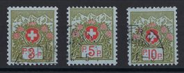 Portofreiheitsmarken Nr. 3B-5B gestempelt o. Kontrollnummer