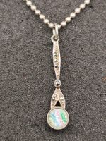 Art Deko 835er Silber Anhänger Reinkisel, Markasiten, Kette