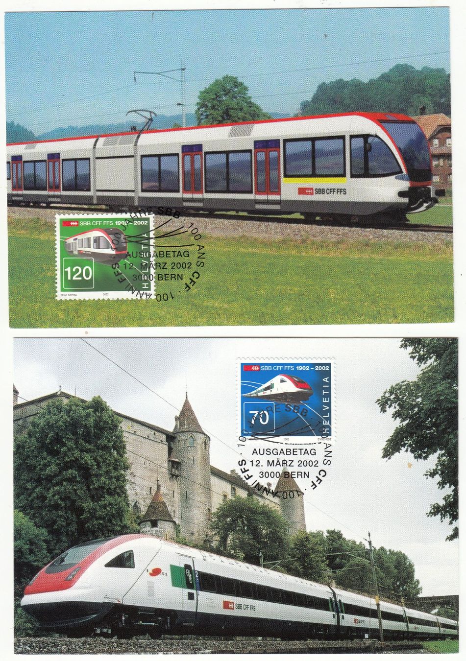 Tutti i francobolli: 4 Maximumkarte 100 Jahre SBB 2002 – Usato da Herrliberg venduto da Lfrifda 1