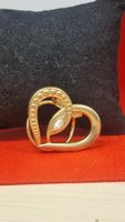 Elegante Vintage Brosche, goldfarben mit Strass-Stein