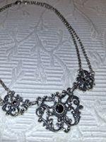 Altes Ornament Collier 925 Silber - Bartel & Sohn - Granat