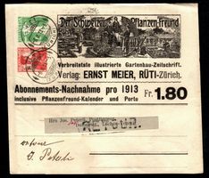 1913 Privat Streifband E. Meier Pflanzen Freund, illustriert