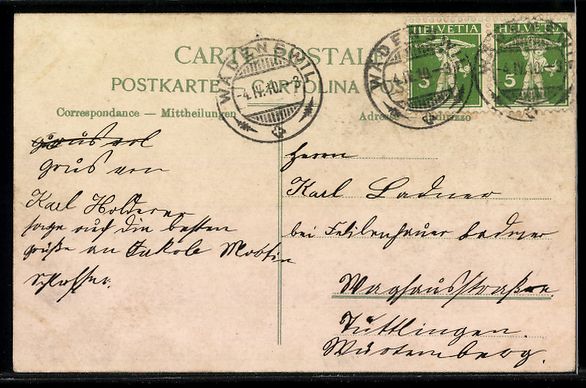 Cartoline postali: Wädensweil, Gesamtansicht, das Wappen,  – Usato da Berlin venduto da bartko-reher 1