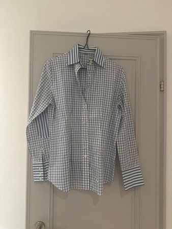 Bluse, blau weiss kariert, Gr 36,  Business Outfit, Herbst