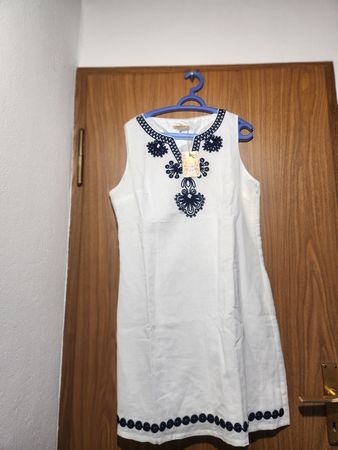 Robe blanche d'été Sweet Miss, taille XXL, broderie marine. 