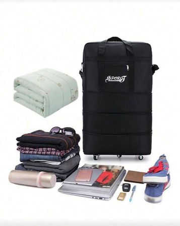 Praktischer, rollbarer Weekender / Reisetasche, Schwarz