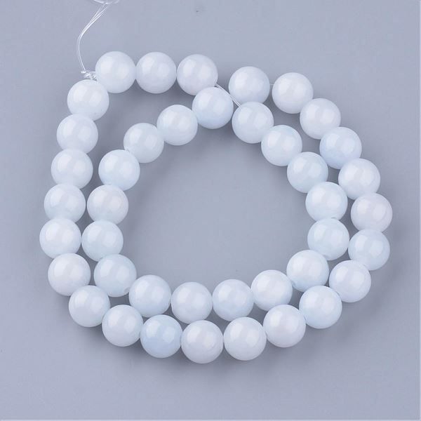 Perle (finte): Jade 6mm Perlen weiss, 1 Strang – Nuovo (secondo la descrizione) da Alpnachstad venduto da perlengaby 1