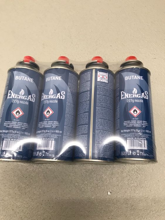 1x4er Pack Butane Energas 227g nozzle (Neu und originalverpackt) in ...