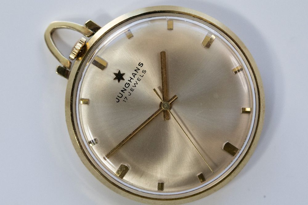 Junghans 14k/585 Gold Frackuhr/Sammleruhr/Taschenuhr 5Q