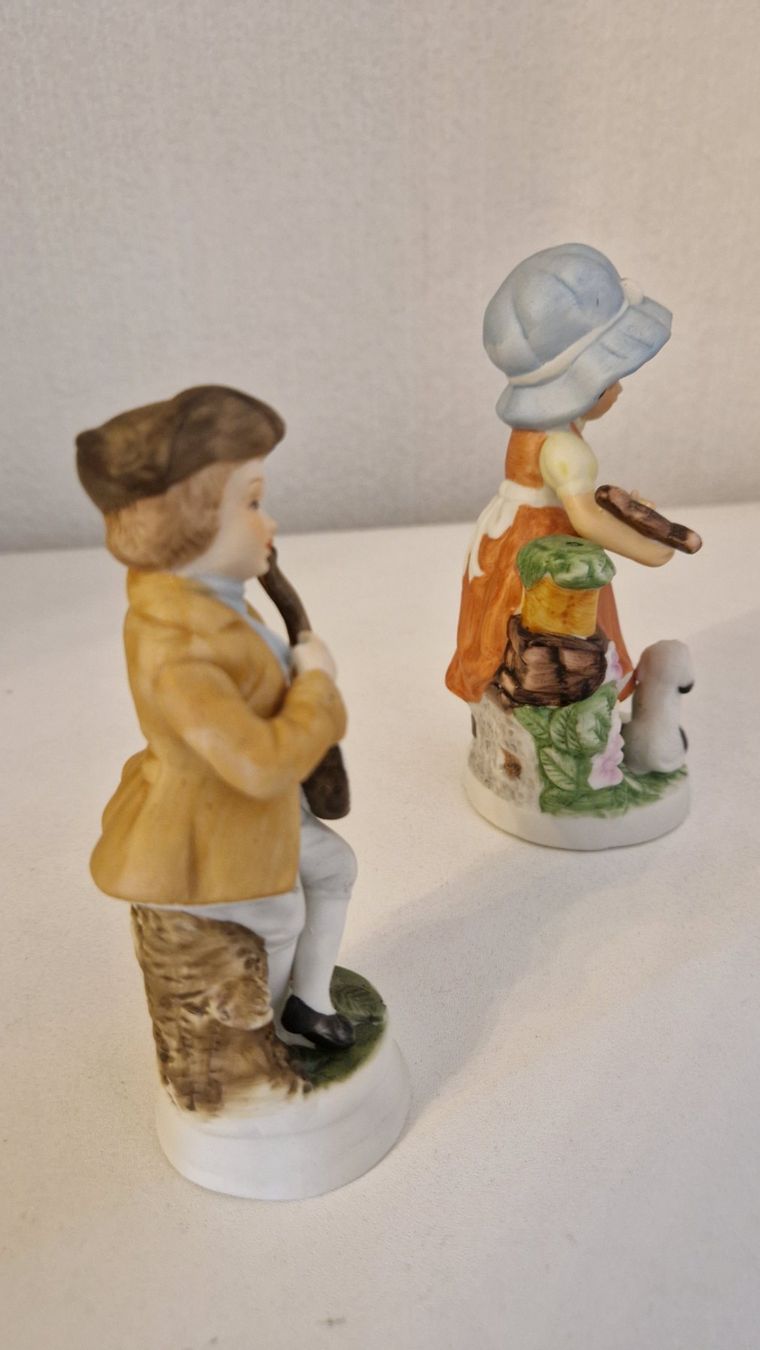 Figurines: Porzellan figur Junge Mandoline Mädchen mit Harfe – Neuf (Voir description) à Laufen par nostalgie0811 1